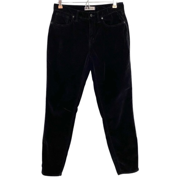 Madewell 9” High Riser Skinny Velvet Black Pants Waist 29 - Picture 2 of 10